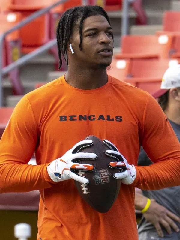 Ja'Marr Chase on a football field