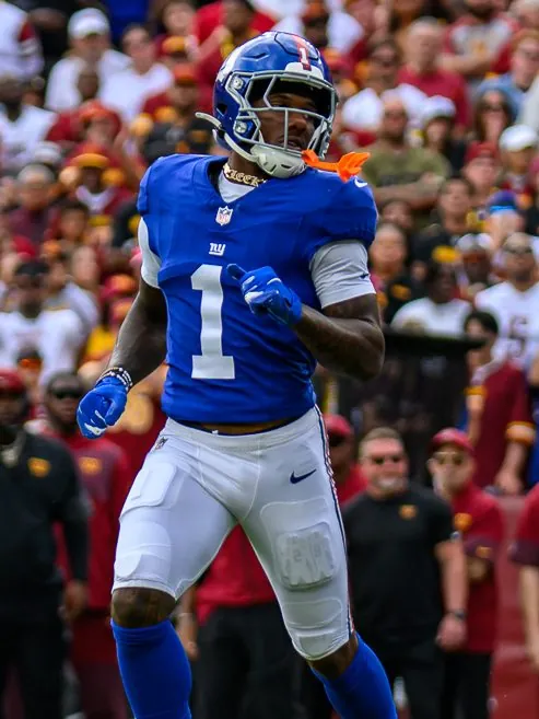 Malik Nabers on a football field